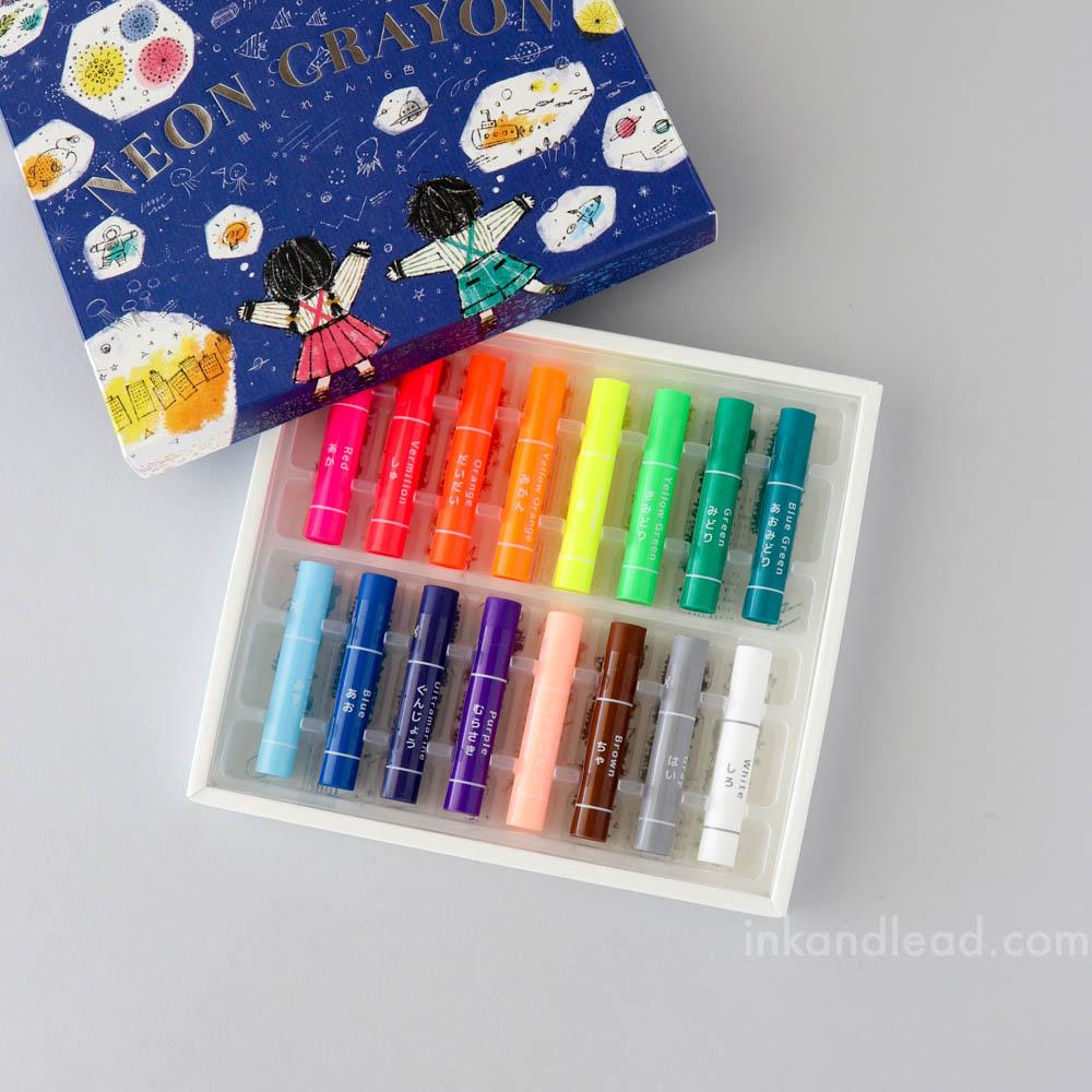 Kokuyo Clear Crayons Neon (16 color set) Ink & Lead