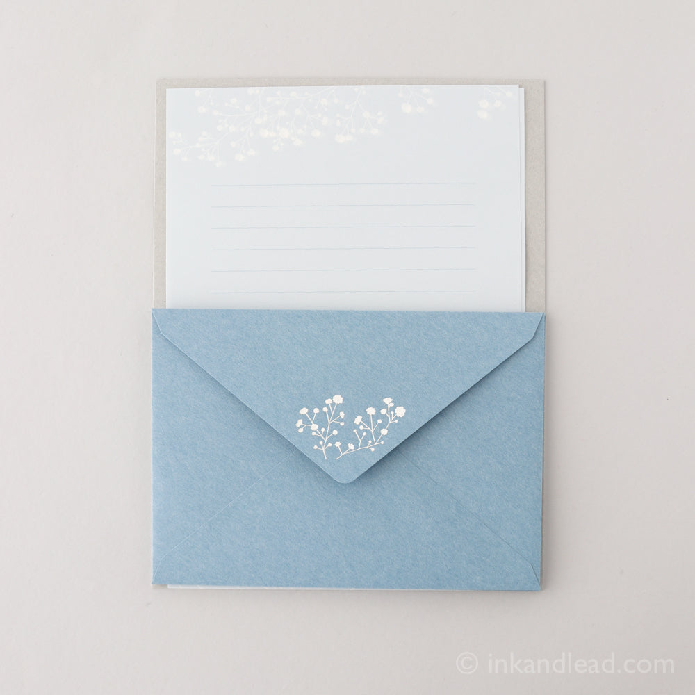 Midori Letter Set Foil Stamped Envelope - Baby's Breath