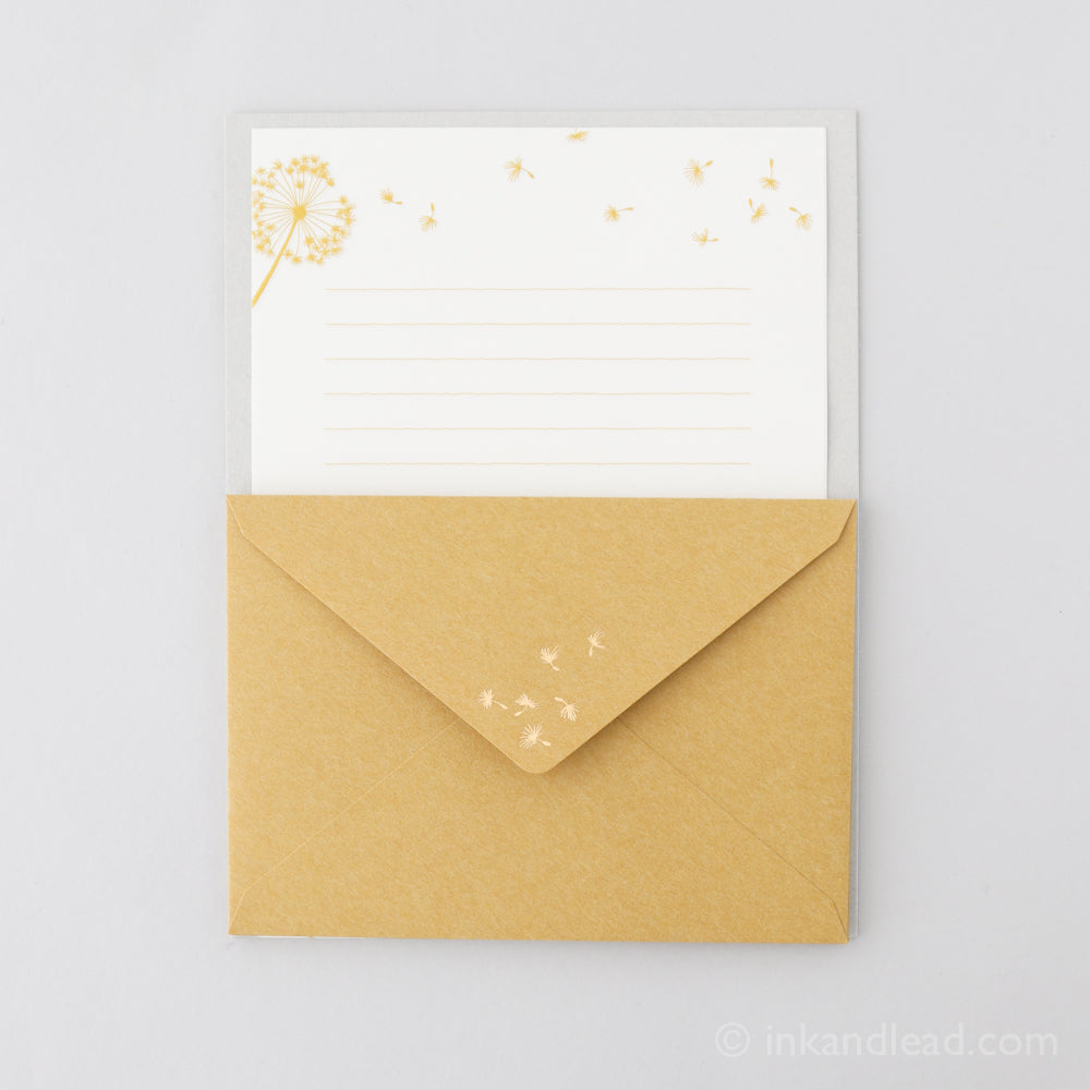 Midori Letter Set Foil Stamped Envelope - Dandelion