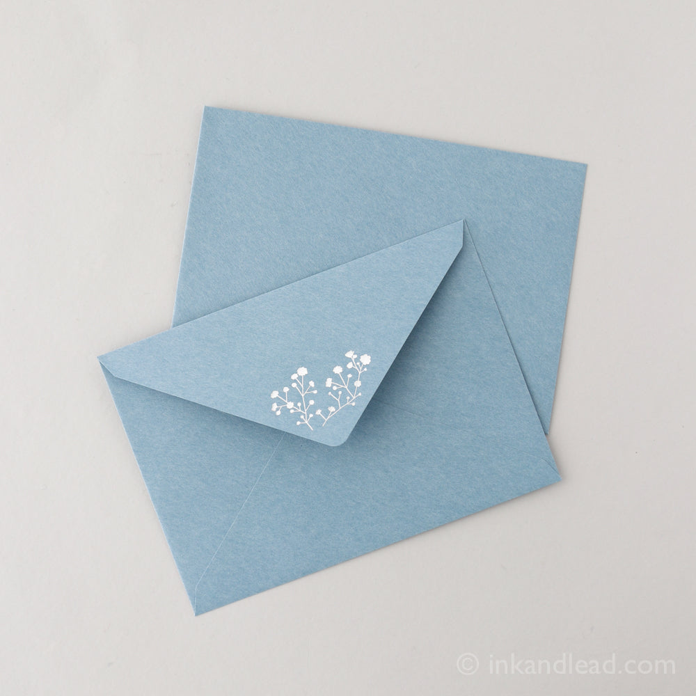 Midori Letter Set Foil Stamped Envelope - Baby's Breath - Foil Stamped Envelopes