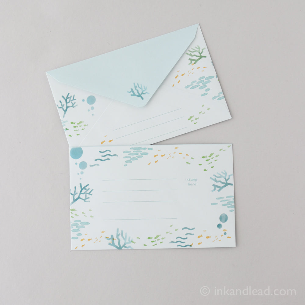 Midori Letter Set Four Seasons - Nature - Summer Ocean Envelopes