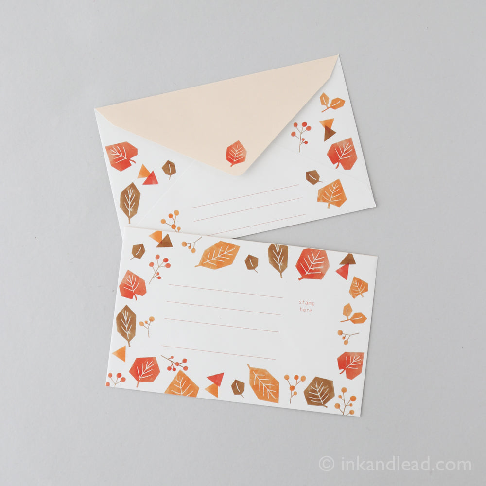 Midori Letter Set Four Seasons - Nature - Fall Leaves Envelopes