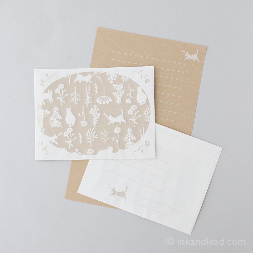 Midori Letter Set - Clear Window Envelope - Cat