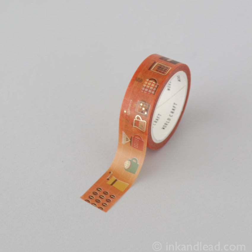 World Craft Washi Tape - With Coffee - Gold Foil