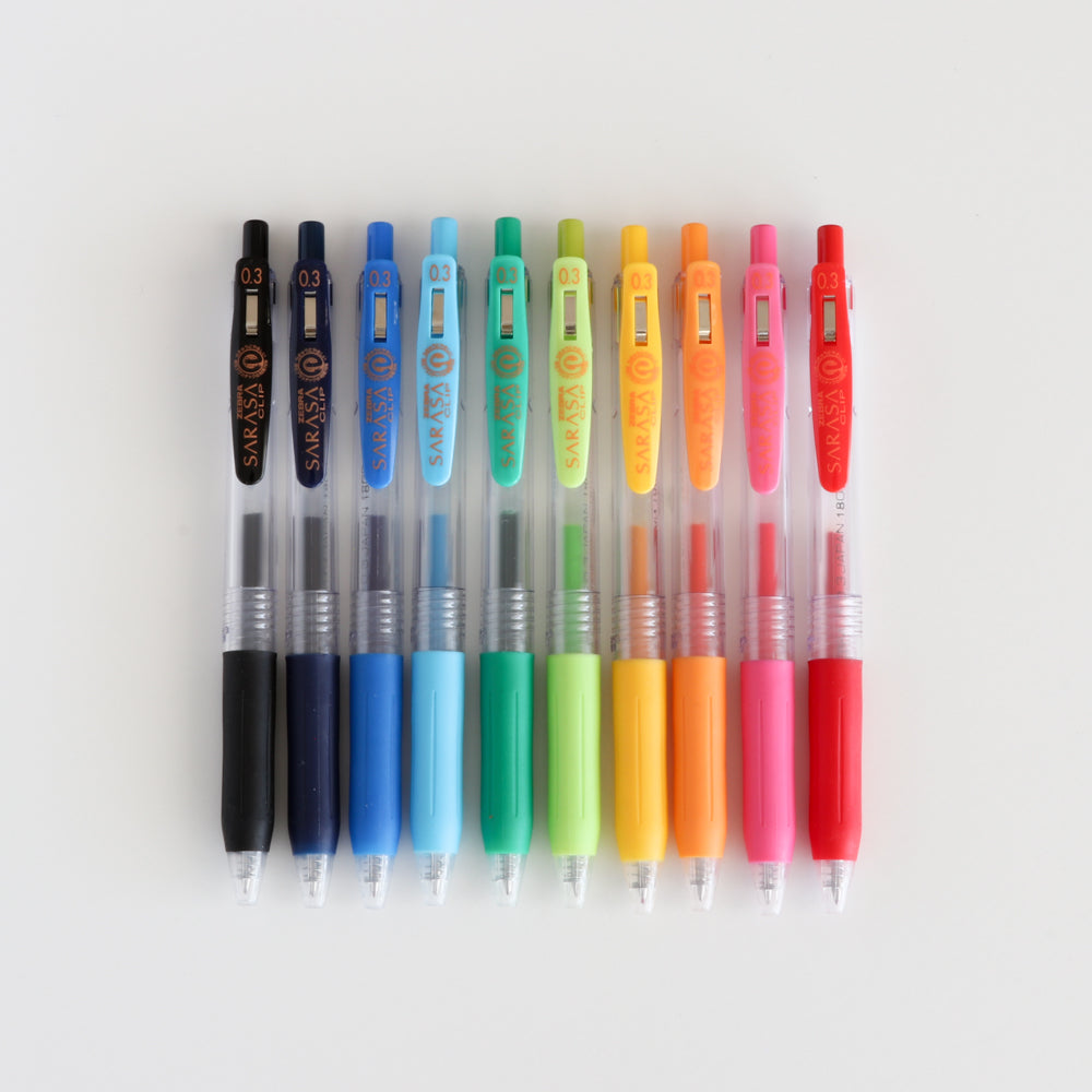Sarasa Clip Gel Pens, 0.3 mm (set of 10)