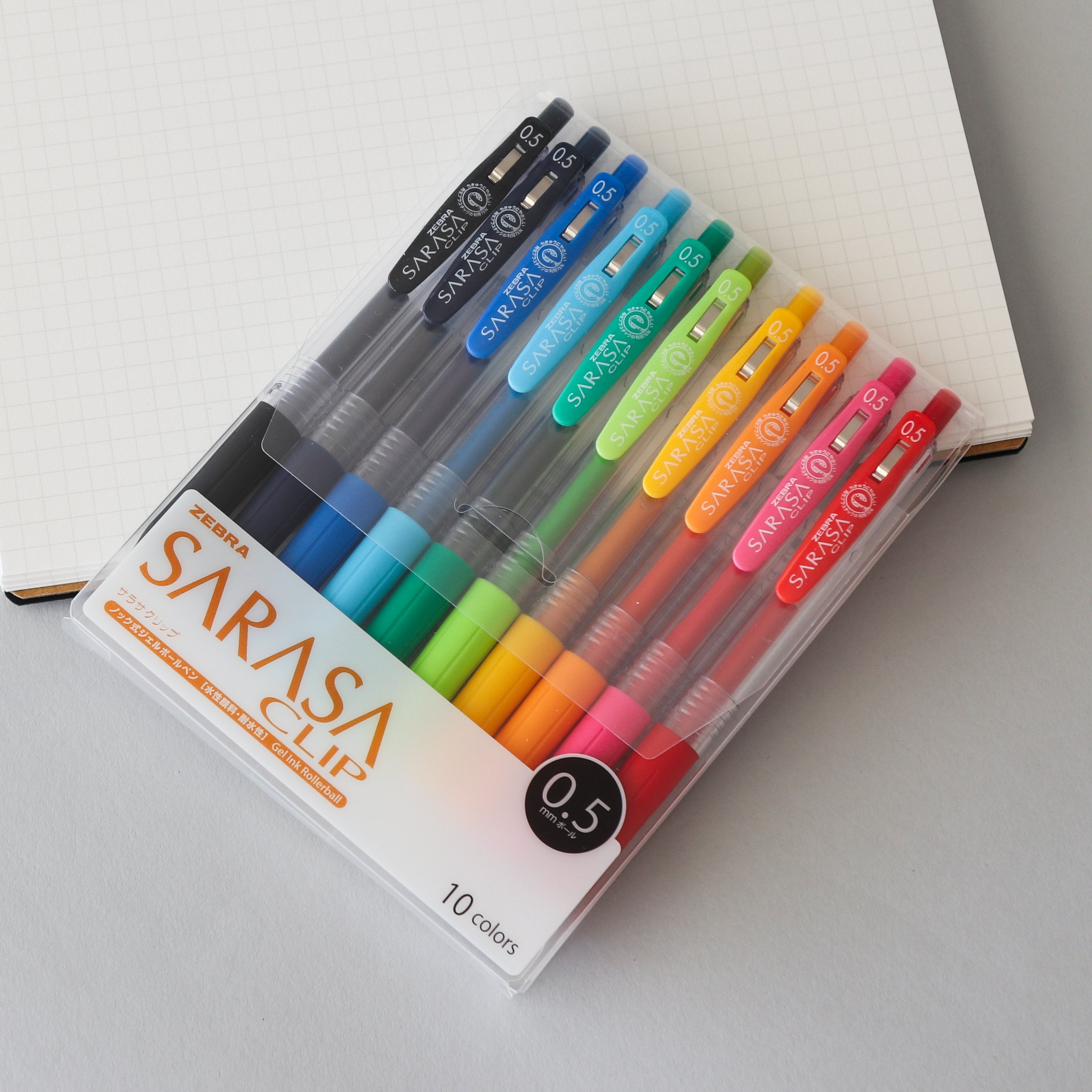 Zebra Sarasa Clip Gel Pens 0.5 mm (10 color set)
