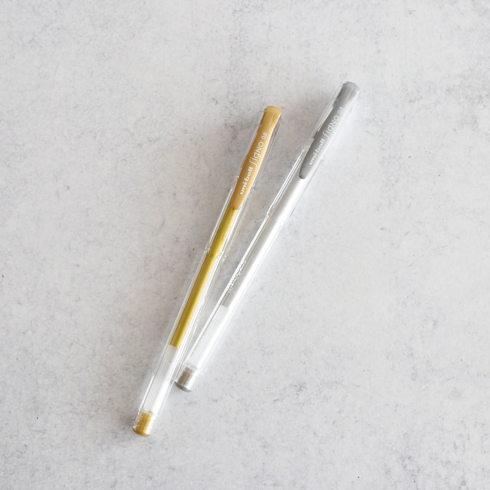Uni-Ball Signo Gel Pens 0.8 mm - Metallic Gold, Silver
