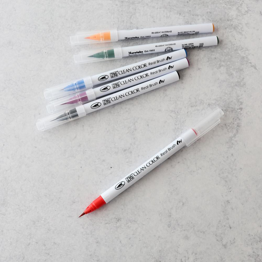 Kuretake ZIG Clean Color Real Brush Pens (set of 6)