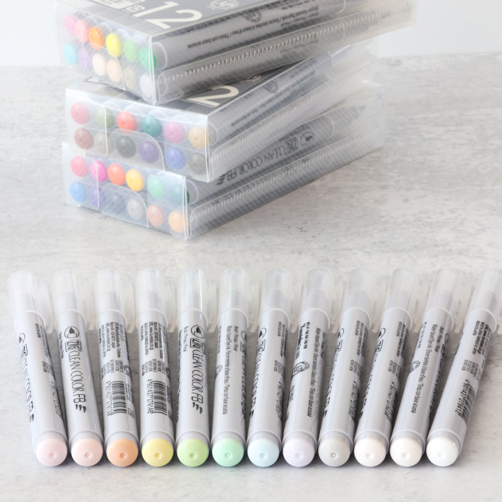 Kuretake ZIG Clean Color FB Brush Markers (set of 12) - Soft