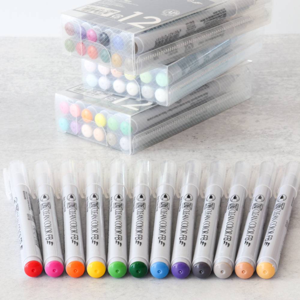 Kuretake ZIG Clean Color FB Brush Markers (set of 12) - Pure