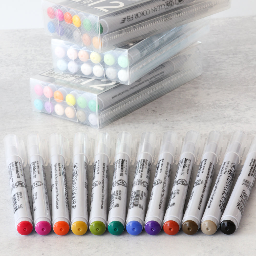 Kuretake ZIG Clean Color FB Brush Markers (set of 12) - Deep