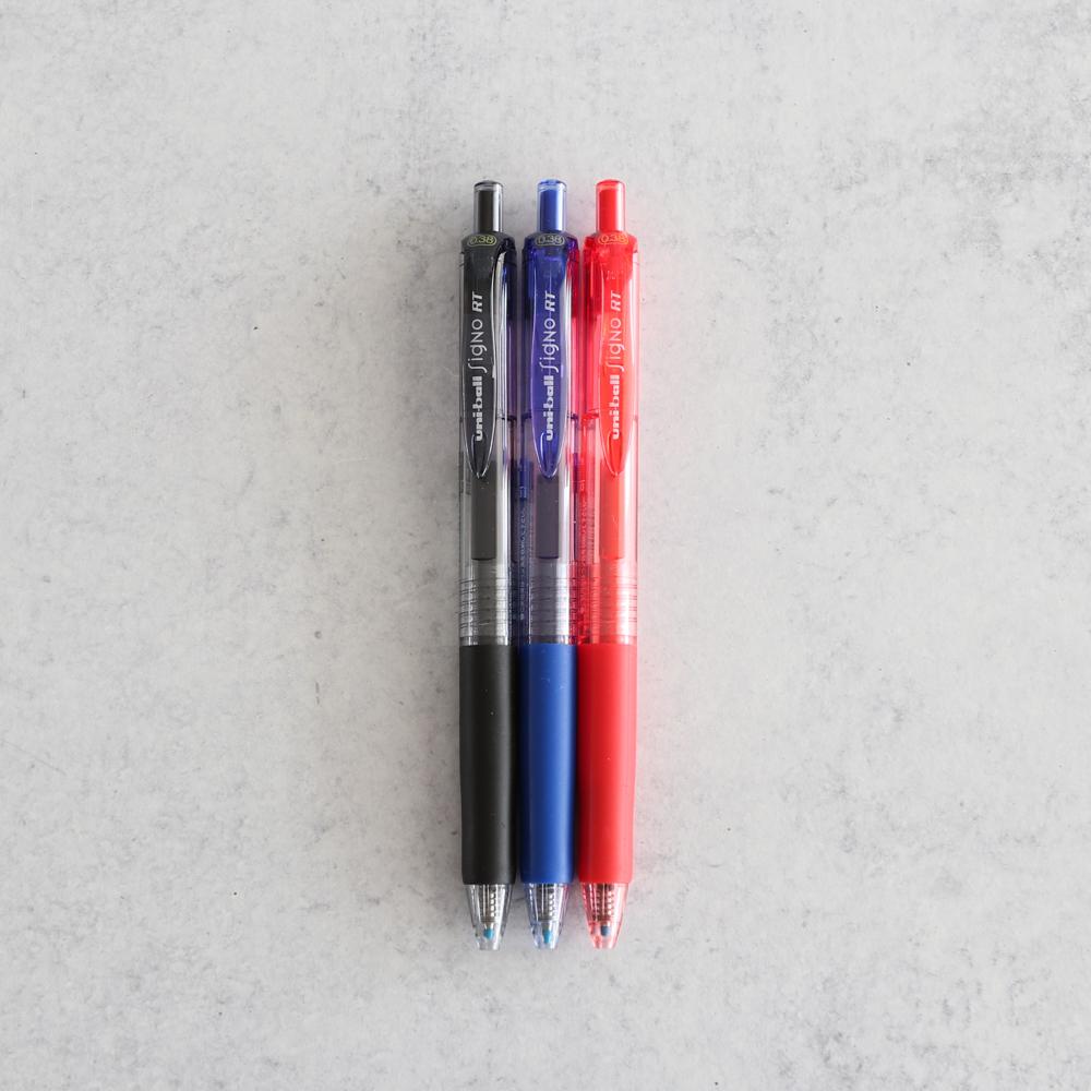 Uni-ball Signo RT Gel Pens - Black, Blue, Red