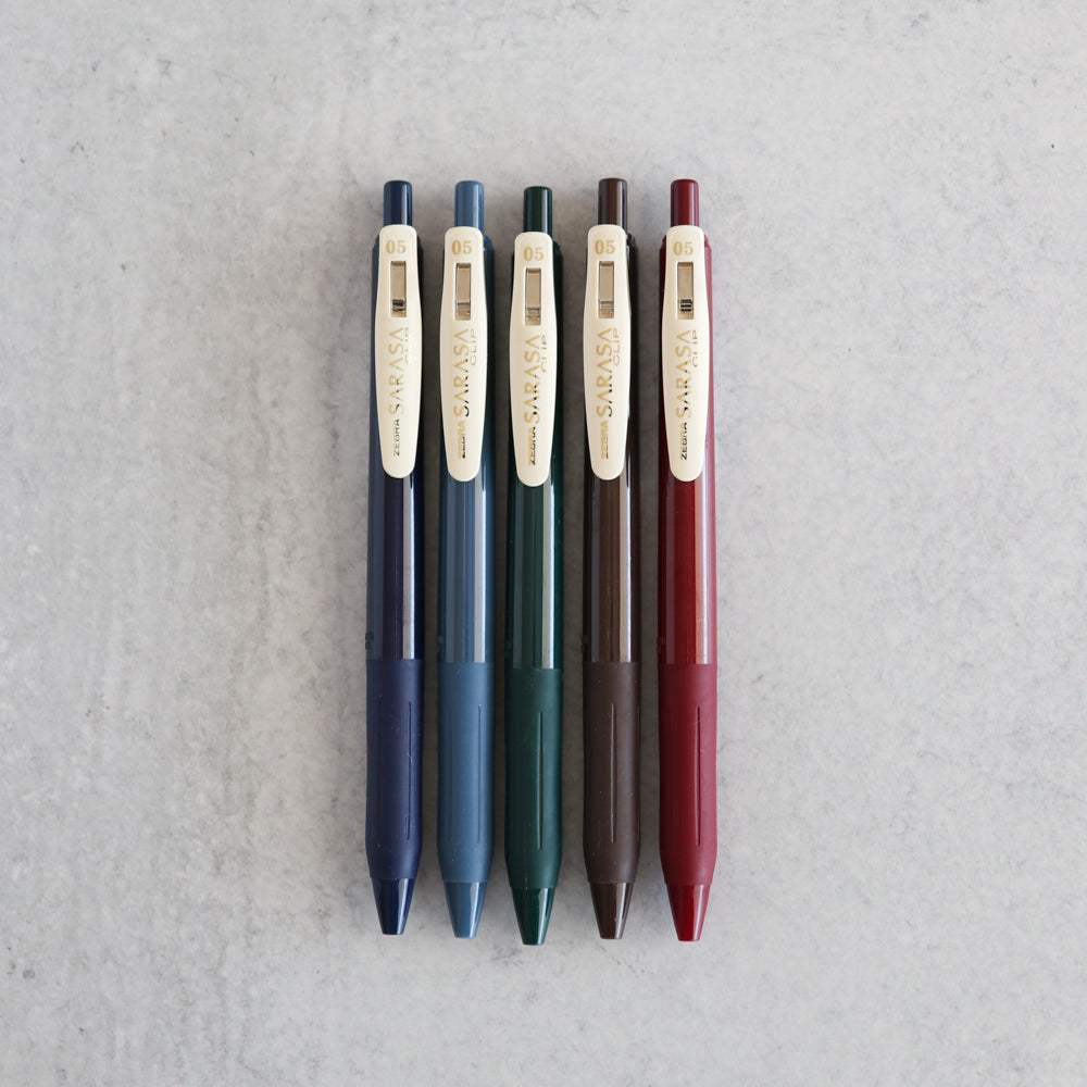 Zebra Sarasa Clip 0.5mm Gel Rollerball Pen Set of 5 Vintage Colours 2