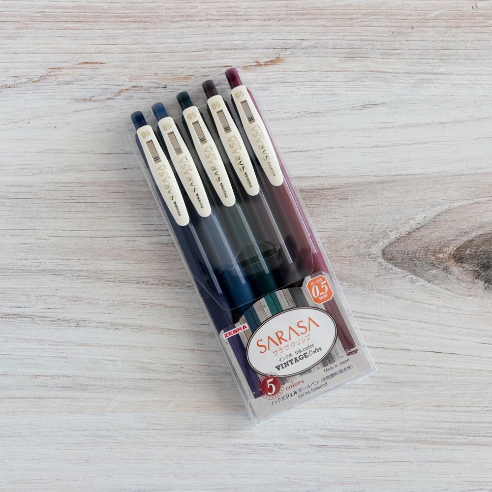 Zebra Sarasa Clip Gel Pen 0.5 mm Vintage Color 2 (5 color set)