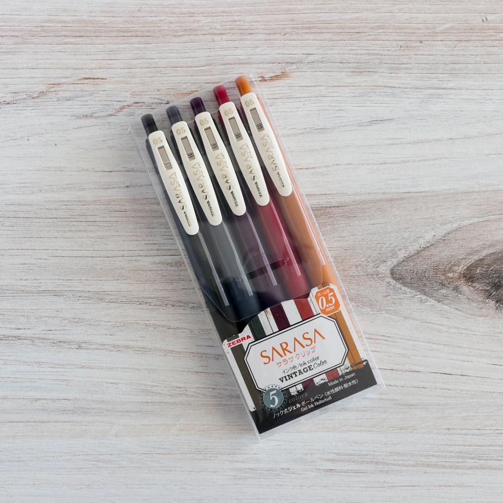 Zebra Sarasa Clip Gel Pen 0.5 mm Vintage Color 1 (5 color set)