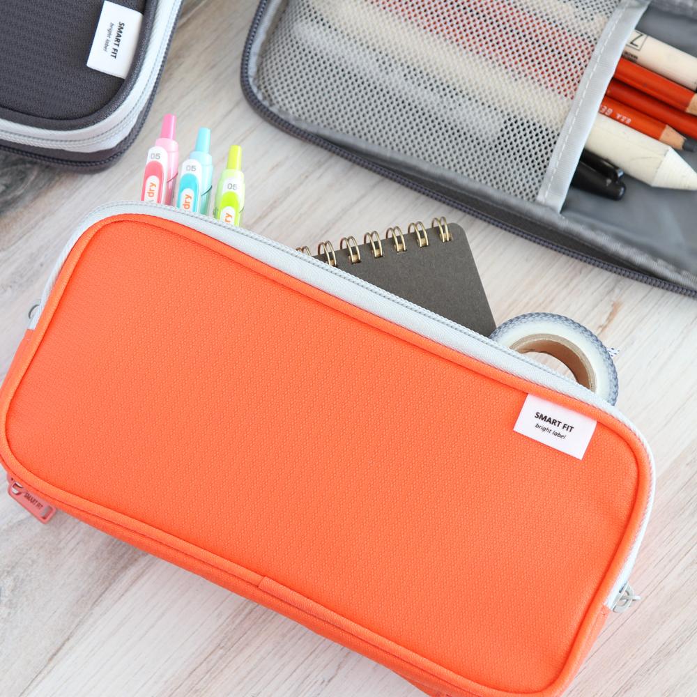 Lihit Labs Smart Fit Bright Double Pencil Case - Orange