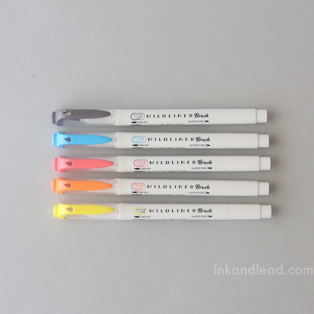 Zebra Mildliner Double-Sided Brush Pens - Friendly (set of 5)