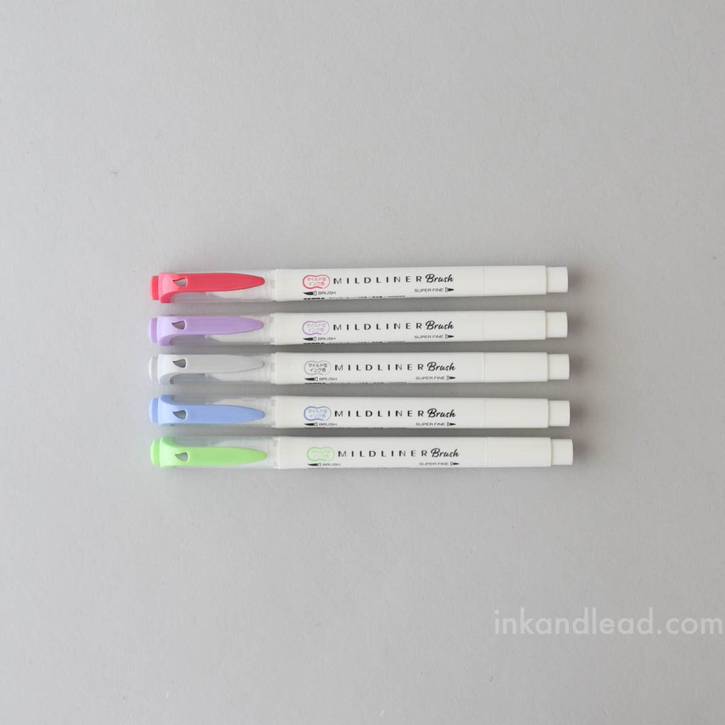 Zebra Mildliner Double-Sided Brush Pens - Cool & Refined (set of 5)
