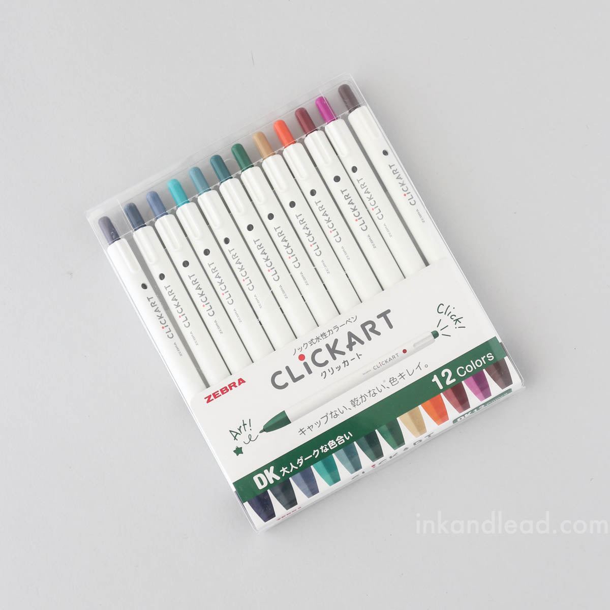 Zebra CLiCKART Retractable Marker Pen Set of 12- Light Colors