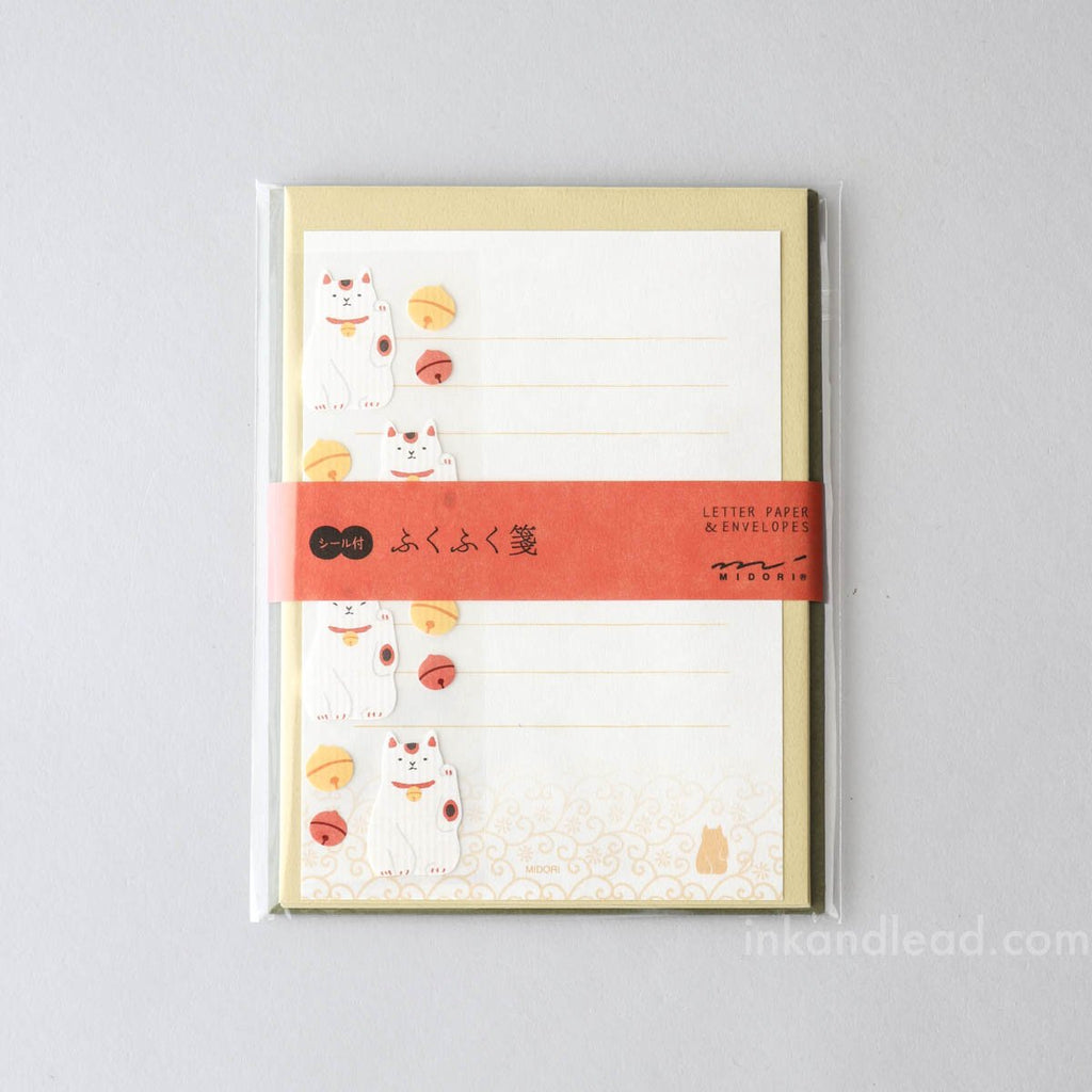 Midori Letter Set with Stickers - Lucky Cat