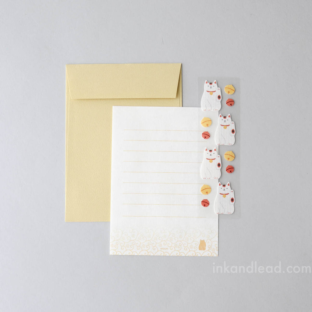 Midori Letter Set with Stickers - Lucky Cat