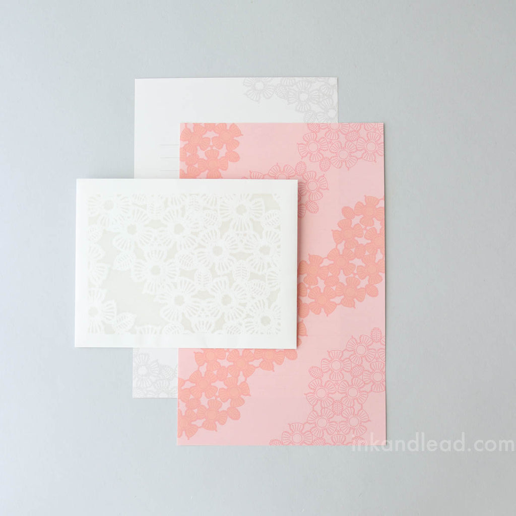 Midori Letter Set Lace Pattern, Window Envelope