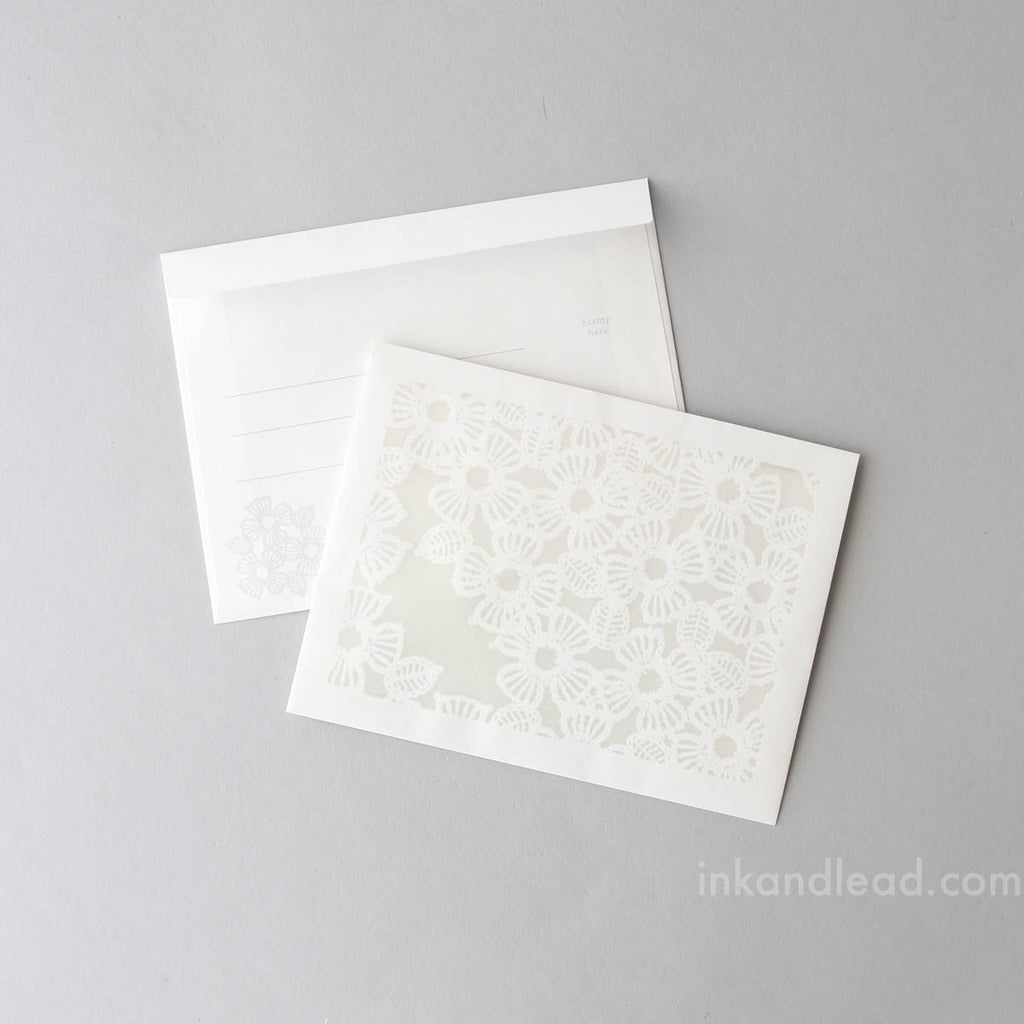 Midori Letter Set - Lace Pattern Window Envelopes 