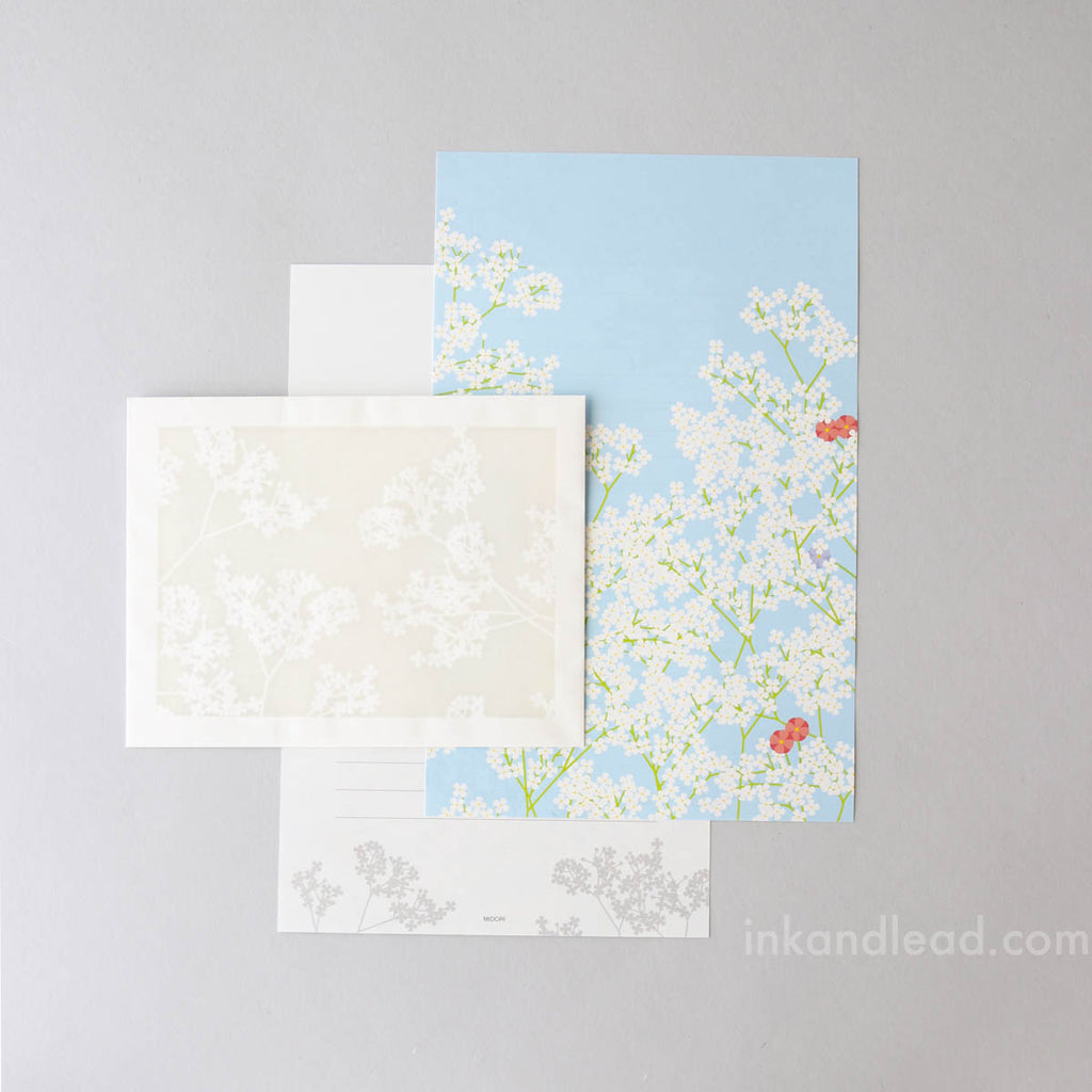 Midori Letter Set Openwork Floral Window Envelope