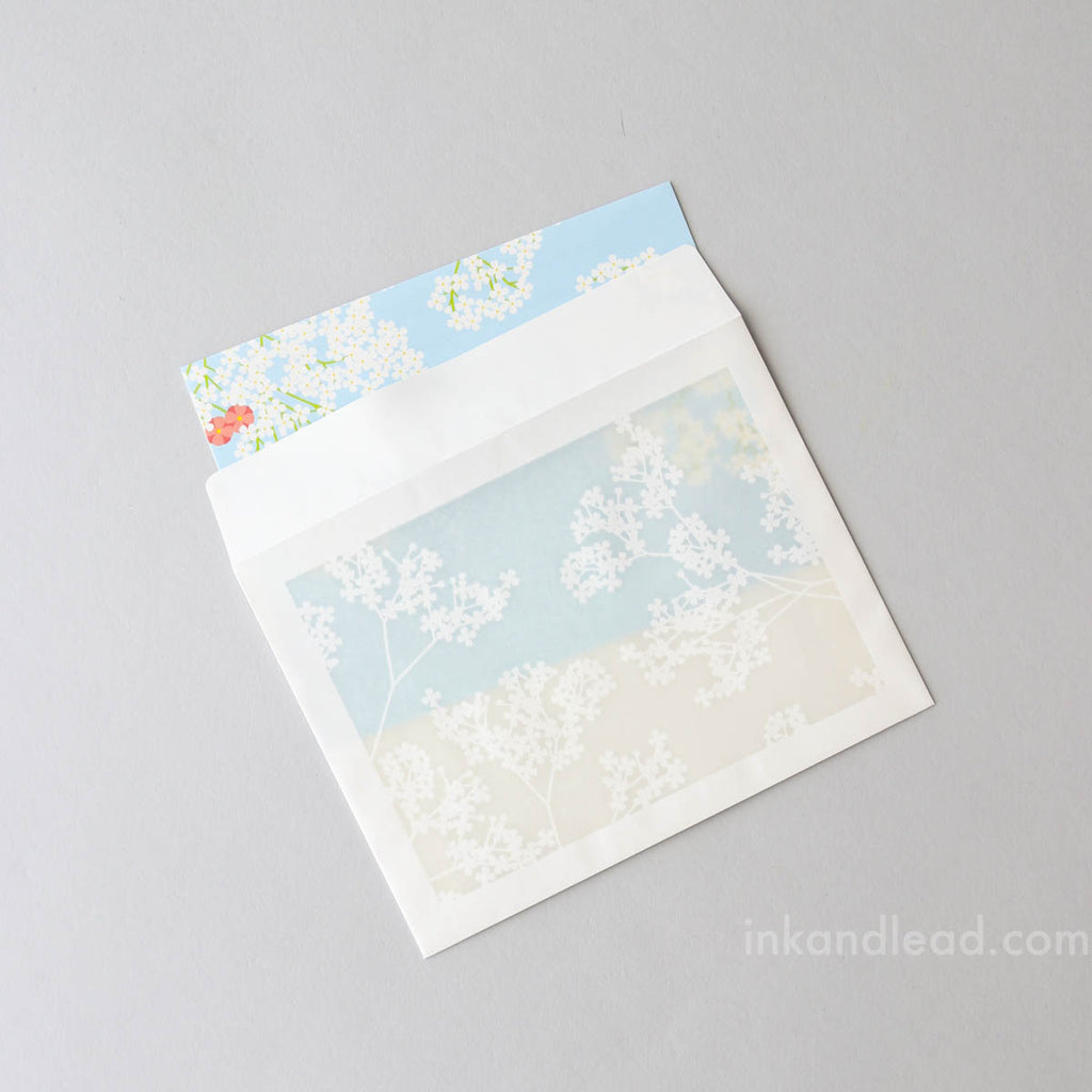 Midori Letter Set with Floral Pattern Window Envelopes