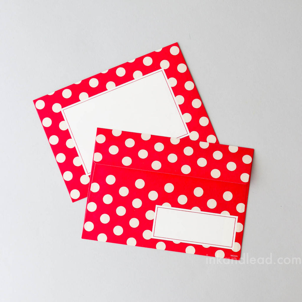 Red and White Polka Dot Envelopes - Midori Letter Set