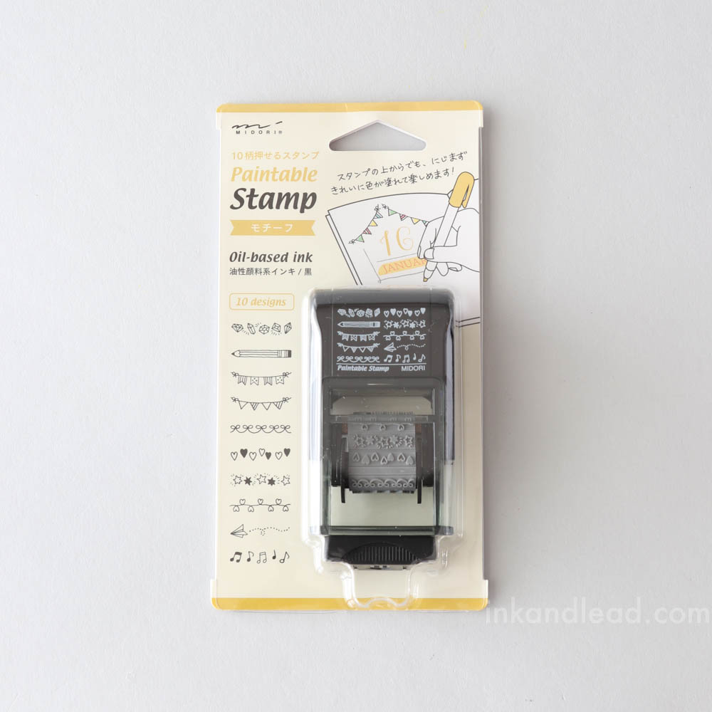 MIDORI Paintable Stamp 12 Designs plants Pattern/ Self-inking Stamp /  Oil-based Ink / Designphil Product / 