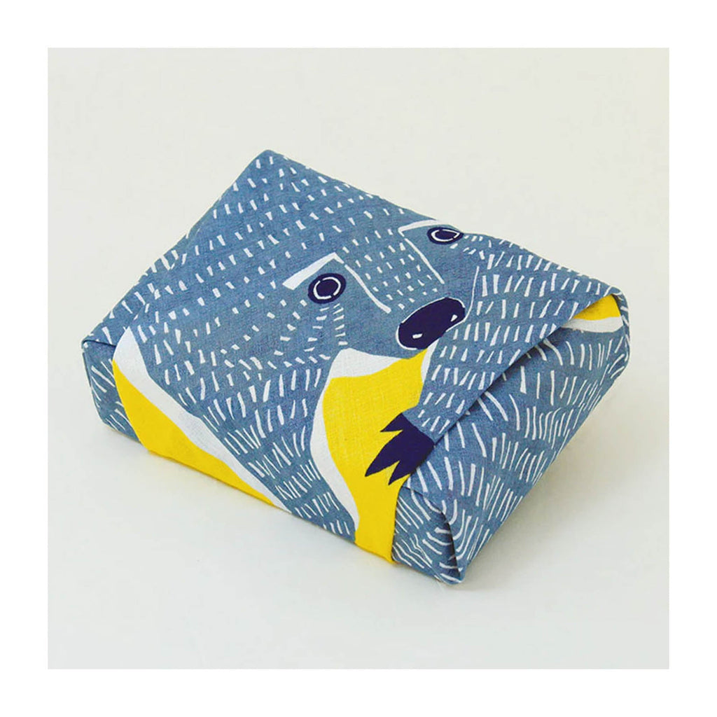 Musubi Furoshiki Cloth Wrap, 50 cm, Bear & Bird - Yellow