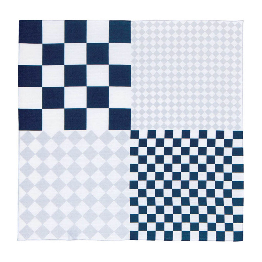 Musubi Hare Tsutsumi Furoshiki Cloth Wrap, 50 cm, Checker - Navy Blue