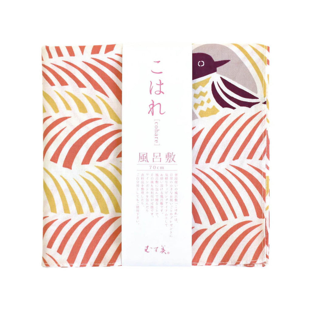 Musubi Furoshiki Cloth Wrap, 70 cm, Cats & Birds - Pink