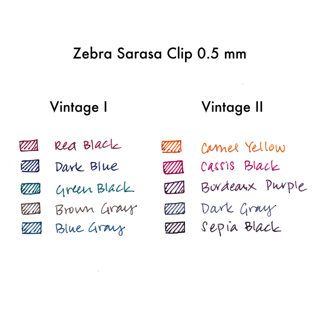 Zebra Sarasa Clip Vintage Color Chart